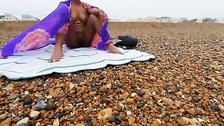 EXHIBITIONIST WIFE NAKED at a PUBLIC BEACH