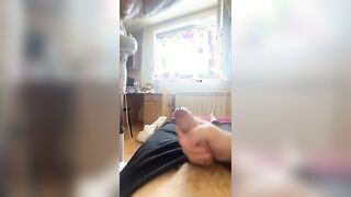 Masturbating my Penis and cumming on the bed