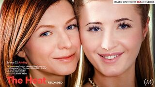 Sexy lesbian blindfolds lover and fingers her pussy