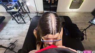 Nerdy 18-year-old neighbor is addicted to deepthroating