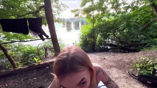 Hot sex in nature POV: Cum on Lina's juicy ass