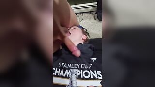 He leaves a huge creampie in cheating wifes pussy