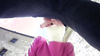 Laura on Heels amateur 2021 on pink outfit in outdoor blowjob and masked oral creampie