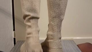 Barbie trample hard cock and balls with high boots No.40