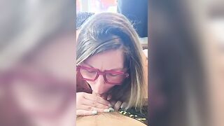 Listen to the sounds of her throat with a cock in it