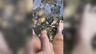 Closeup Pissing in the River