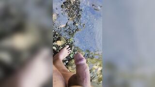 Closeup Pissing in the River