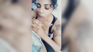 Deep throat midget ebony queen facial