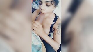 Deep throat midget ebony queen facial