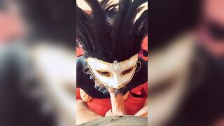 Wife Accepts Blowjob with Mask