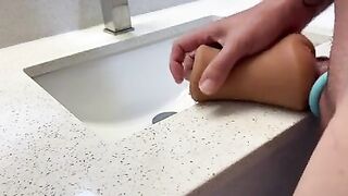 Pissing And Blowing 2 Loads in Hotel Bathroom