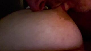 Playing and sucking massive DDD natural tits