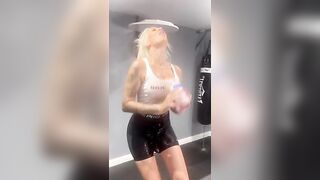 Brooklyn blue gets dirty and wet on spin bike! Dildo fuck