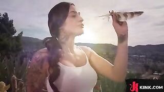 Mistress Baby torments Jake Waters in steel shackles. She canes him, clamps his nipples, then locks