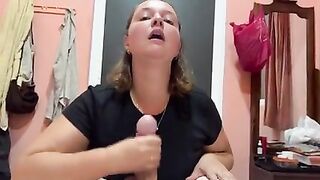 Girlfriend talks dirty to you while she sucks and jerks off your cock