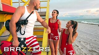 BRAZZERS - Lifeguards MacKenzie Mace & Kylie Rocket Convince Their Co-worker JMac To Fuck Them Both