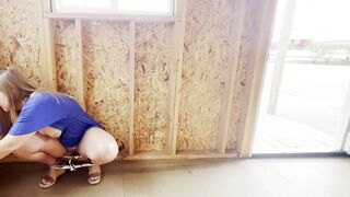 Blonde MILF with Big Tits and Glasses Enjoys Exhibitionist Masturbation and Dirty Talks