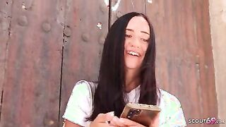 GERMAN SCOUT - Skinny Girl with Big natural Tits Mina Moreno seduce to Cheating Fuck at Model Job