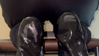 Black Latex Toe Socks & Oil footplay