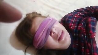 Stepson passes his huge cock through my mouth, it makes me aroused, I suck it and he cums in my mout