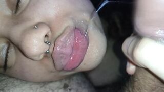 daddy cum on my lips, he jerked in face off until he cum right on my big lips‍