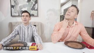 BRAZZERS - Ryan Reid Sneaks Under The Table And Worships Mick & Jordi's Dicks At The Dinner Party