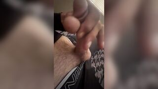 I love stroking my hard cock in her bed