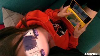 CHEEKY GEEK STEPSIS SUCKED THE SOUL out of my DICK WHILE PLAYING NINTENDO