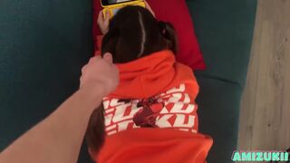 STEPSISTER with pigtails and DEEPTHROAT skills (GAGGING, ROUGH)