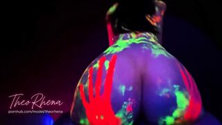 Neon Glow Hardcore – Wild Fluorescent Sex on the Bed with TheoRhena!
