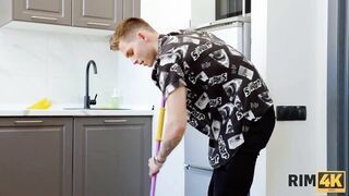 RIM4K. Dude gets his anus licked for the first time before fucked two lovely hotties