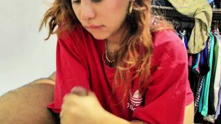 I suck a busty stranger's pussy in the park and cum in her mouth