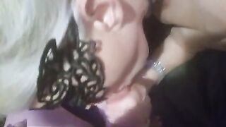 Wife in schoolgirl outfit gives blowjob takes creampie