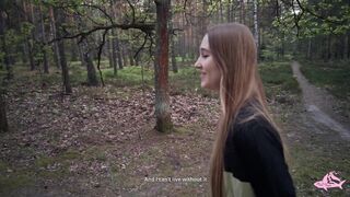 Sexy nymphomaniac in the forest made me cum in her mouth