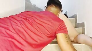 Fucked my stepsister on the staircase while mom was at the store