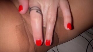 I wanted to fuck so badly that I tore my tights when I roughly jerked off my pussy