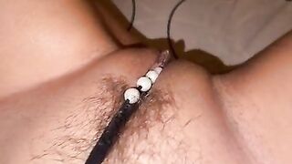 I masturbate with my panties. Erotic panties in a hairy pussy.