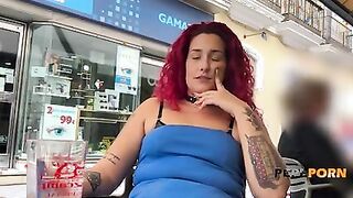 Eketra Red goes out on the street with a remote dildo. Public flashing around Seville!