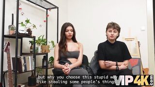 VIP4K. Two pretty Lesbians don't mind to having a Threesome with a stranger from the train