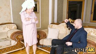 MATURE4K. Mature woman knows nothing about what man narrates but sex