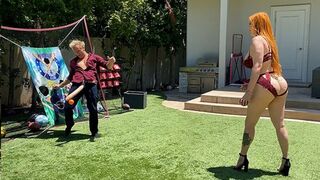 Big Booty Busty Redhead Mom Plays Penis Ball With Step-son's Huge White Cock