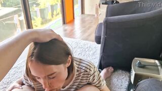 Waited a month for a blowjob, filled a cutie with cum with a bob