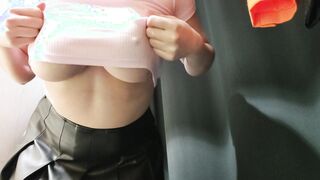 She's got really big tits, stripped naked in the fitting room.