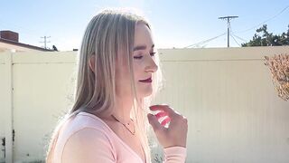 Petite Blonde Thea Summers Flashes Her Pussy And Fucks