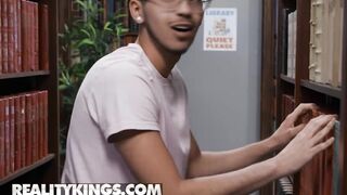 REALITY KINGS - Lucky Diego Hides Behind The Shelves & Sneakily Fucks Tattooed Librarian Christina Savoy