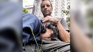 Mid-day Sunday Central Park NYC public deepthroat and gagging