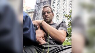 Mid-day Sunday Central Park NYC public deepthroat and gagging