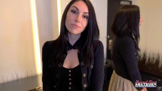 Skinny Inked Brunette Ashley Wolf Rubs Her Pussy And Tits With A Big Dildo!